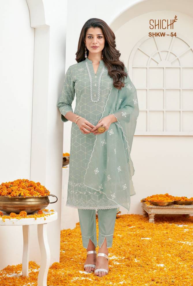 Shichi Khwab Collection Exclusive Festive Wear Cotton Kurti With Pant And Dupatta Collection